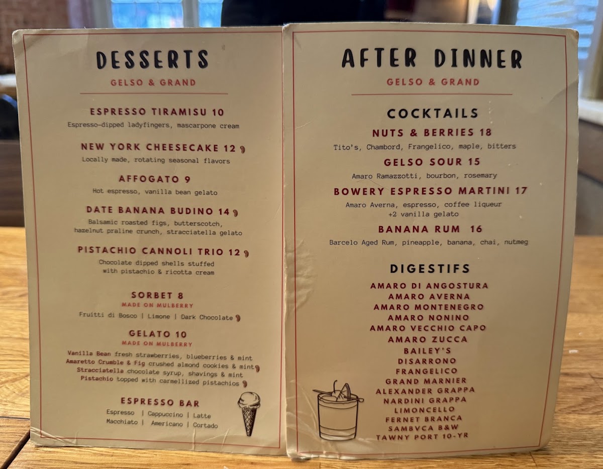 Gelso & Grand Menu - Image 1
